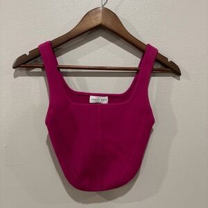 Babaton From Aritzia Sculpt Knit Fuchsia Crop Top